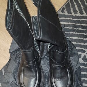 Free People Black Leather Moto Boots